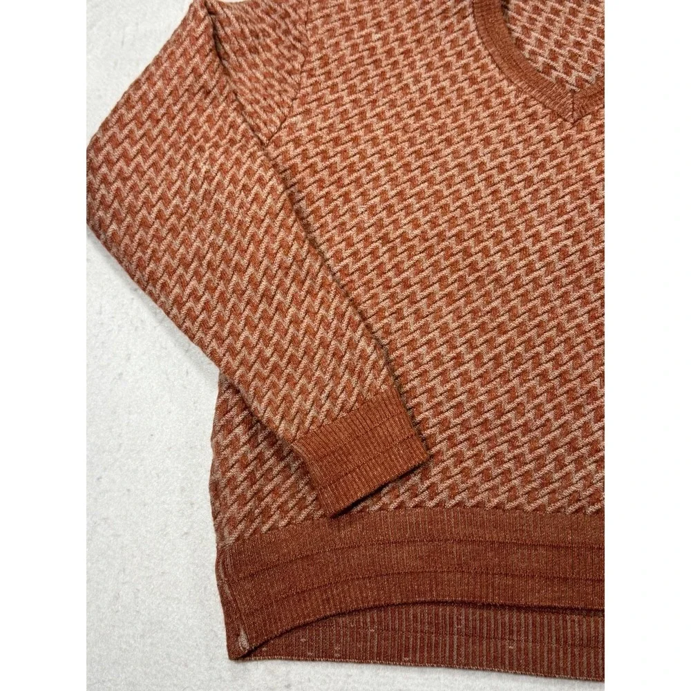 Monte‎ Carlo Collection Sweater Mens 42 Brown Houndstooth Wool Shrink Resist